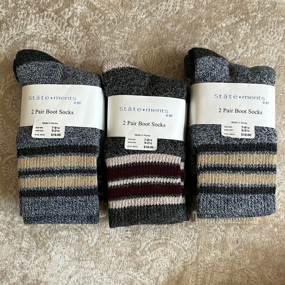 Brand New Statements 6 Pairs of Boys Striped Cotton Boot Socks Neutral Fall - Picture 13 of 14